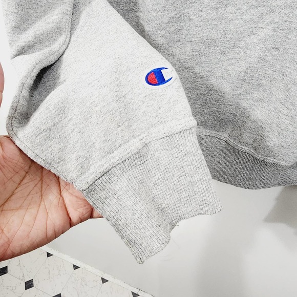 Champion Powerblend C Logo Fleece Crewneck Sweatshirt in Oxford Gray Mens Size M - Picture 8 of 8